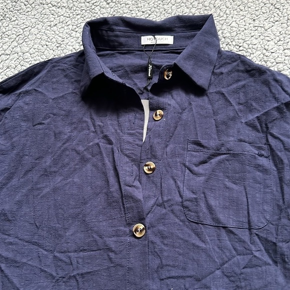 NWT Hotouch Womens Cotton Button Down Casual Long Sleeve Loose Collared Shirt - Picture 3 of 8